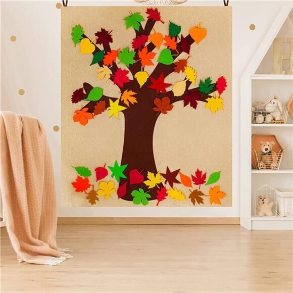 52‎ Pcs Fall Tree of Thanksgiving Craft Kit Felt Tree Board Autumn Leaf Craft - Picture 5 of 5